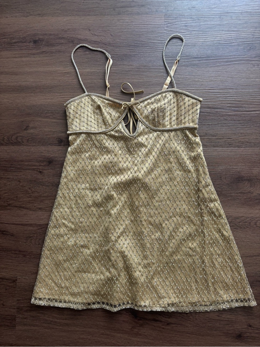 For Love and Lemons Glitter Slip Dress Gold - Picture 3 of 10